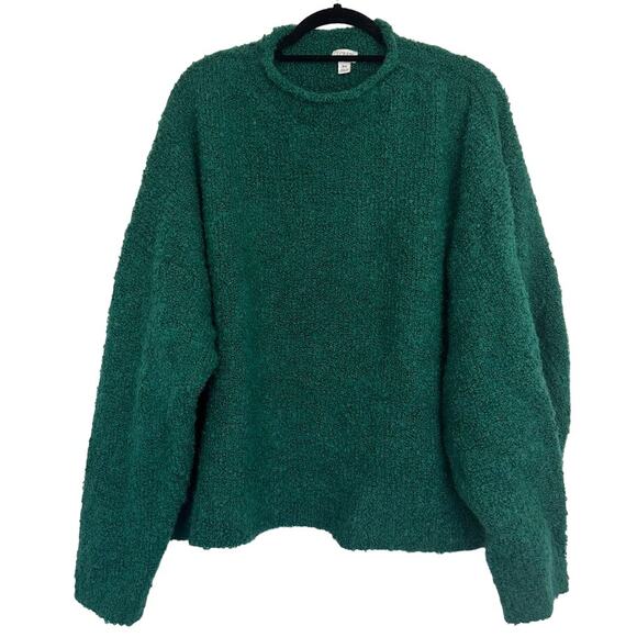 J.Crew Factory Womens Green Long Sleeve Bouclé Mockneck Sweater Size 3X BL773 - Picture 1 of 10